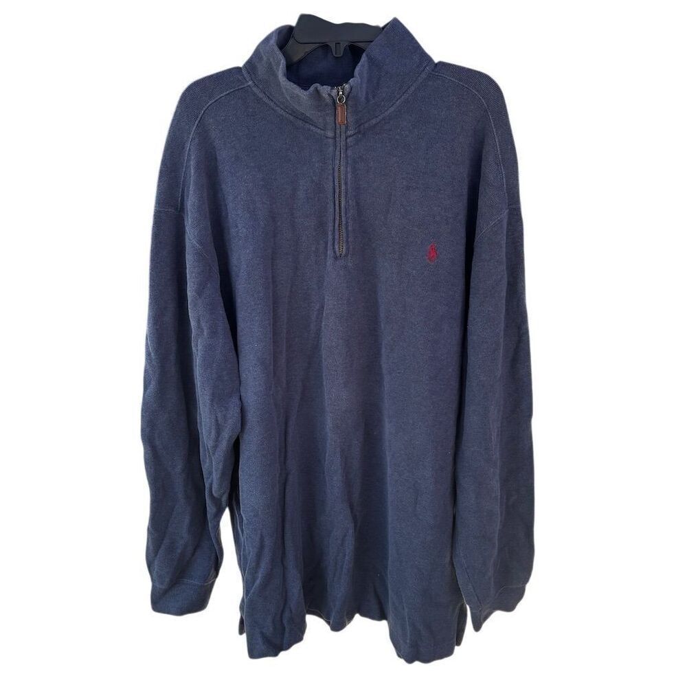 Vintage Polo Ralph Lauren Men's 1/4 Zip Pullover Sweater 2XLT Navy Blue